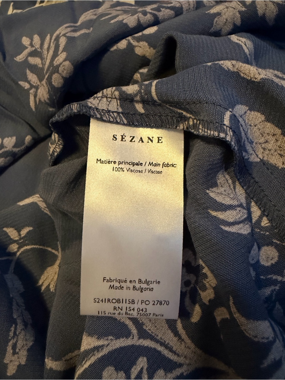 Sezane Lauretta Blue and White Floral Midi Dress, size 36 / US 4 - Picture 6 of 7